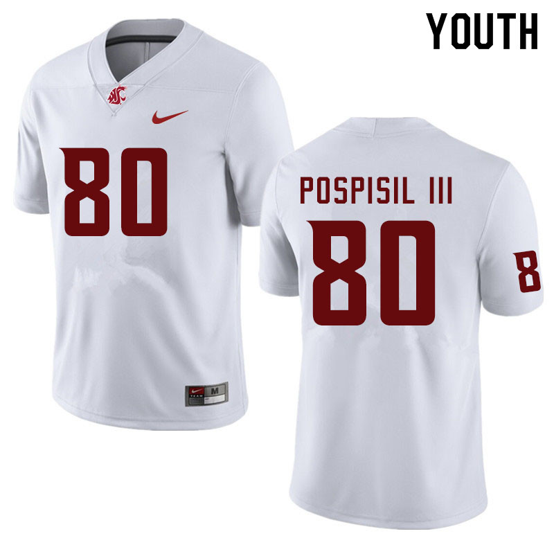 Youth #80 Billy Pospisil III Washington State Cougars College Football Jerseys Sale-White
